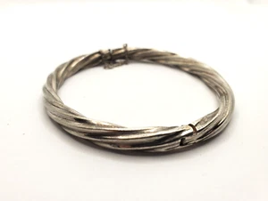 Brazalete Vintage Estampado Italia 925 Cuerda de Plata Esterlina Torcido Almeja - Imagen 1 de 23