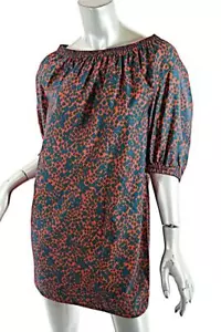 SONIA RYKIEL Paris Red Charcoal 100% Cotton Off The Shoulder Dress Sz 34 US6 - Picture 1 of 7