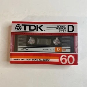 TDK D60 Normal Position Type I High Output Blank Audio Cassette 1986 Sealed New - Picture 1 of 8
