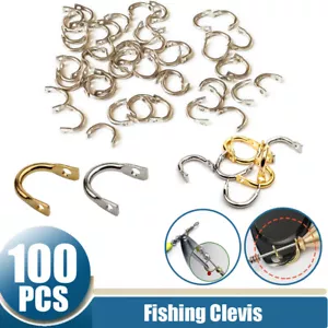 100pcs/Lots Brass Spinner Clevis Easy Spin Spinners Blades Clips Fishing Tackle - Picture 1 of 16