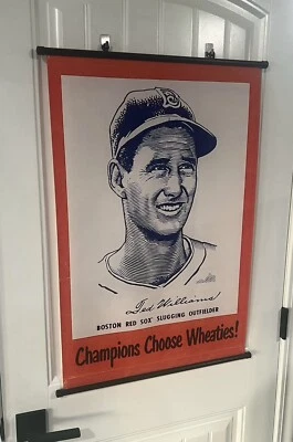 Ted Williams WHEATIES Publicidad 20x30 Pergamino Póster Banner Boston Red Son Foto 1 de 3
