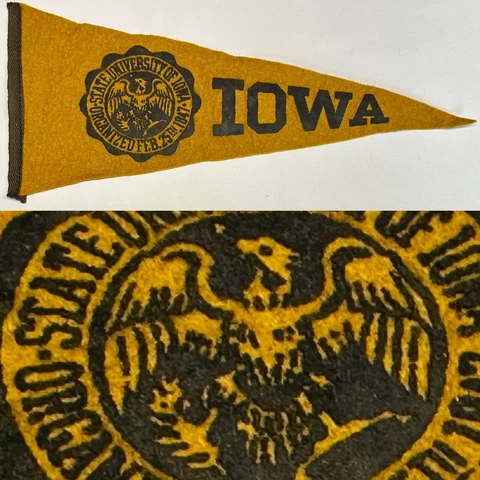 1950's Iowa Hawkeyes Hawks University Mini Pennant 3.5x8.25 Cover