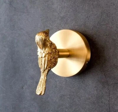 Pájaro Hecho a Mano Latón Sólido Animal Gancho Montado en la Pared Abrigo Ropa Dorado Moderno Llave Foto 1 de 4