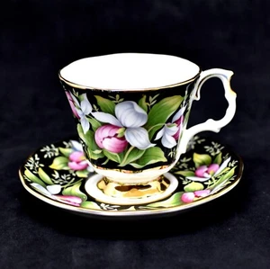 ROYAL ALBERT LADY SLIPPER Demitasse Cup & Saucer - Provincial Flowers - Picture 1 of 6