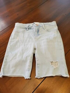 OLD NAVY Girls Size 14 Ballerina Jean Shorts Light Adjustable Waist Distressed  - Picture 1 of 9