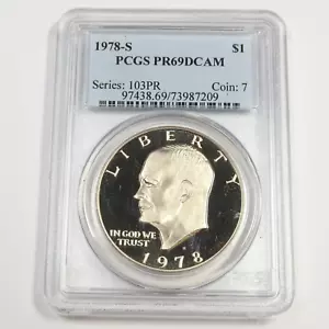 1978 S PCGS PR69 DCAM - Clad Eisenhower IKE Dollar $1 US Coin #50379A - Picture 1 of 2
