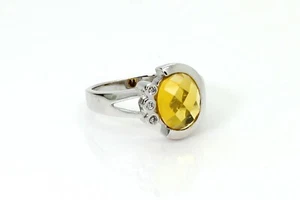 Anello Argento Forma Ovale Pietra Preziosa Sfaccettata Citrino Naturale Misura 7,5 da Donna - R7 - Foto 1 di 3