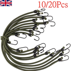 20Pcs Heavy Duty Bungee Cords Cables Straps Military Bungie Elastic Hooks Rope - Picture 1 of 8