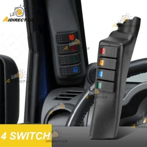 For Jeep Wrangler JK 07-18 Left Side A-Pillar 4 Led Switch Pod Panel Kit Black - Foto 1 di 12