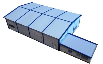 HO/1:87 Gewerbehalle mit Büroanbau Werkhalle Kartonmodellbausatz - Bild 1 von 4