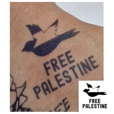 HIRAANI'S HENNA Free Palestine Tattoo Semi Permanent Jagua Gel Tattoo Hand Bird Temporary Tattoo