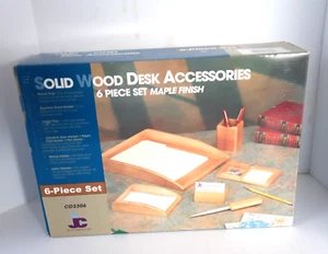 JCF Business Solid Wood Desk Accessories Set 6 Piece Maple Finish CD3306 NOS - Picture 1 of 3