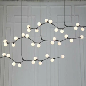 Modern Glass Branch Chandelier Black Gold Hanging Pendant Light Indoor Lighting - Picture 1 of 12