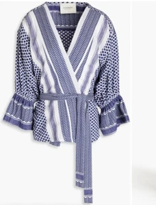 Cecilie Copenhagen Summery Womens Cotton Jacquard Wrap Top - L/XL - Bild 1 von 8