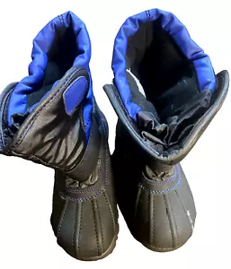 THE CHILDRENS PLACE WINTER SNOW BOOTS SHOES BLACK & BLUE SIZE 1 - Picture 1 of 8