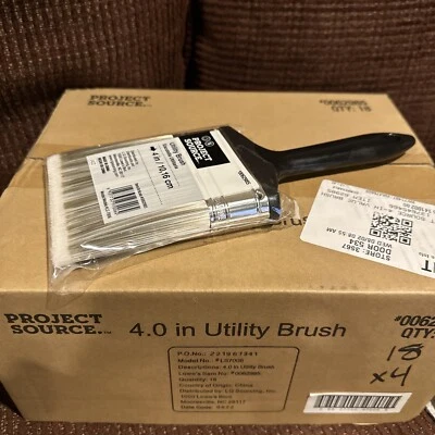 Estuche de 18 brochas de pintura utilitarias Project Source de 4", pinceles #62985, LS-7006, ¡Nuevo! Foto 1 de 4