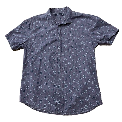 19Noventa: Camisa Masculina de Um Botão Extra Grande 1991 Geométrica Ocidental Retrô Paisley Roxa 46" - Imagem 1 de 4