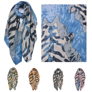 All season Woman Cotton Blend Water Ripple Pattern Scarf - Picture 1 of 4