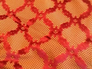 1 Yd Old World Weavers Red Trellis Check Checkerboard Silk Velvet Blend Fabric - Picture 1 of 3