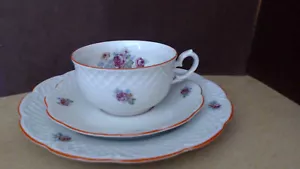 Kaffeegedeck C. Tielsch Altwasser Schlesien 3 tlg . weiß, rot - Bild 1 von 7