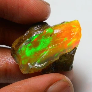 Multi Fire Opal Rough 18.85 Carat Natural Ethiopian Opal Raw Welo Opal Gemstone - Picture 1 of 11