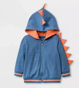 Baby Boys' 0-3M Dinosaur Spike Layering Hoodie Jacket Cat & Jack NWT Blue - Picture 1 of 1