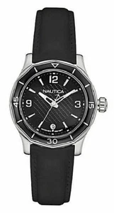 New NAUTICA Women's Watch Black Dial Stainless Steel Leather Band 36mm NAD13538L - Picture 1 of 1