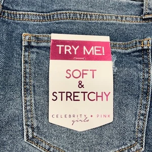Celebrity Pink Cut Off Denim Shorts Girls Size 16 Blue Soft Stretchy Distressed - Picture 1 of 7