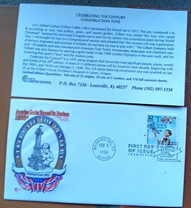 CONSTRUCTION TOYS EIFFEL TOWER CELEBRATE CENTURY 1998 COVERCRAFT CACHET FDC+INFO - Picture 1 of 1