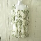 New Steps NY Dress S Small Green Floral Peasant Boho Ruffle Cut Out Back