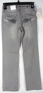 Arizona Jeans Girls 10 Plus Bootcut Adjustable Waist Gray Embellished Heart - Picture 1 of 8