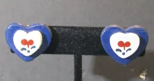 Orecchini a cuore dipinti a mano--Clip-On - Foto 1 di 5