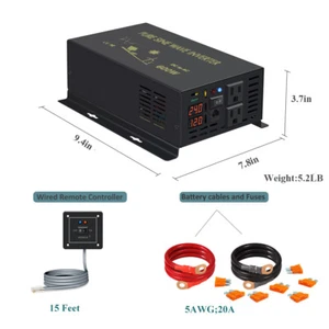 600W Pure Sine Wave Inverter 24V to 110V 220V Generator Car Truck Solar Remote - Picture 1 of 11