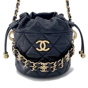 CHANEL Matelasse Chain Bucket Bag Calfskin Black AP3022 - Picture 1 of 14