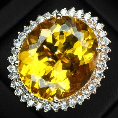 Anillo de regalo de Navidad, citrino dorado amarillo de 23,10 quilates de plata de ley 925 hecho a mano Foto 1 de 4