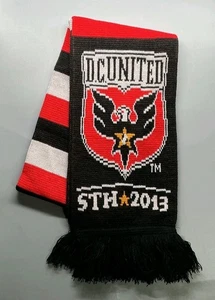 Foulard de football DC United saison 5 rouge noir blanc logo MLS Fan Gear 100 % acrylique - Photo 1/5