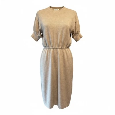 St. John for Saks 5th Ave Vintage Tan Knit Dress Elastic Waist Size 4 - Image 1 of 4