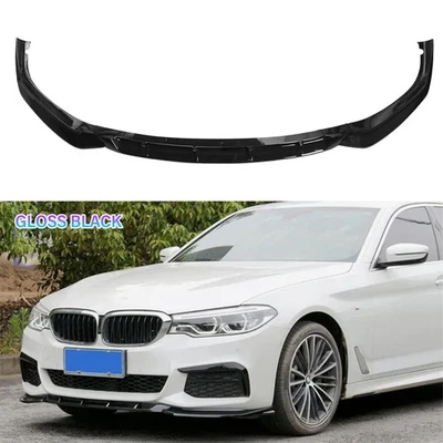 Para BMW Serie 5 G30 530i/e 540i Base 17-19 V Estilo Brillo Negro Labio Parachoques Delantero Foto 1 de 4