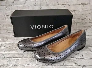 Vionic Flats Womens Size 8 Wide Robyn Ballet Black Leather Casual Slip On - Picture 1 of 4