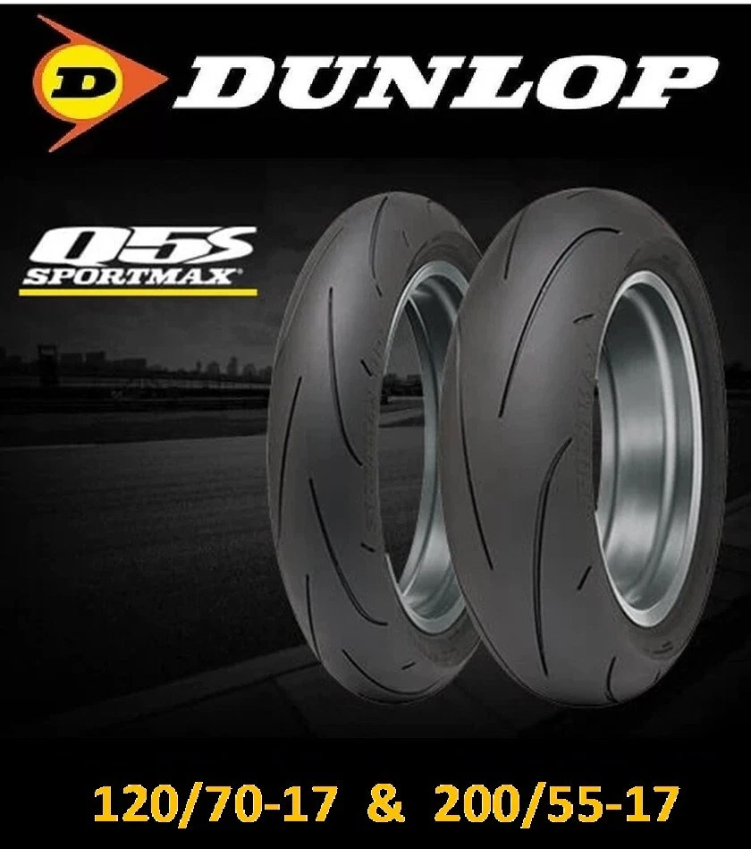 КОМПЛЕКТ ШИН DUNLOP SPORTMAX Q5S 120/70ZR17 И 200/55ZR17 DUCATI APRILIA BMW - Изображение 1 из 1
