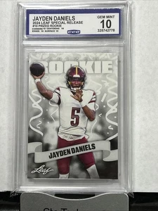 JAYDEN DANIELS 2024 LEAF Special Release PRIZED ROOKIE  #10 -CCG 10 (GEM MINT)! - Picture 1 of 2