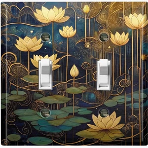 Metall Lichtschalter Steckdosenabdeckung Wandplatte elegant gelb Lotusblumen FWR330 - Bild 1 von 35