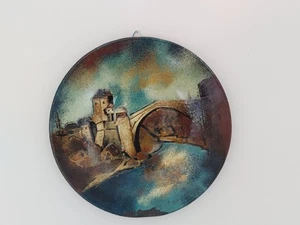 Dekor Zagreb Handpainted Wall Plate-Mostar Bosnia/Enamel on copp - Picture 1 of 7