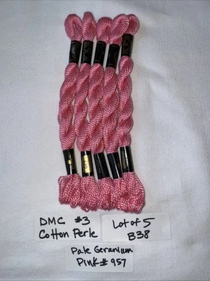 DMC Cotton Perle #3 Pearl 957 Pale Geranium Pink Embroidery Floss 15m/5g B38 - Image 1 of 2