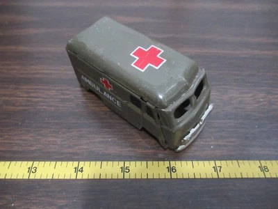 Vintage tin vehicles lot of 5 1950s/60s Military Army Ambulance Taxi Fire more - Image 1 of 4