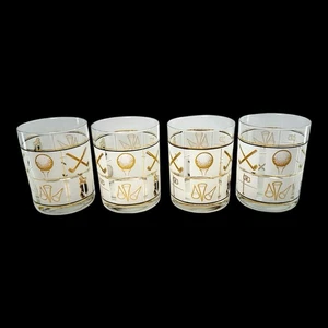 1991 Set 4 Bicchieri Culver FAIRWAY Golf Doppio Old Fashioned Smerigliati Vintage - Foto 1 di 8
