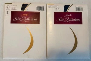 2 collant nuovi con scatola in seta riflessi HANES setosi trasparenti coscia neri e blu navy EF - Foto 1 di 6