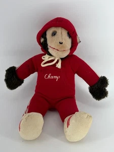 Vintage Zoomer Champ Affe Puppe roter Hoodie Plüsch 13 Zoll California Stofftiere - Bild 1 von 5