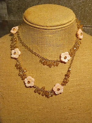 Collar Talbots Flores Rosa Con Estrás 35" Foto 1 de 4