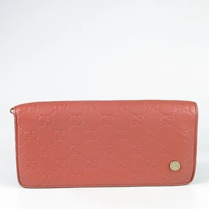 Gucci 256930 dark pink leather sima gold interlocking GG logo long wallet - Picture 1 of 4